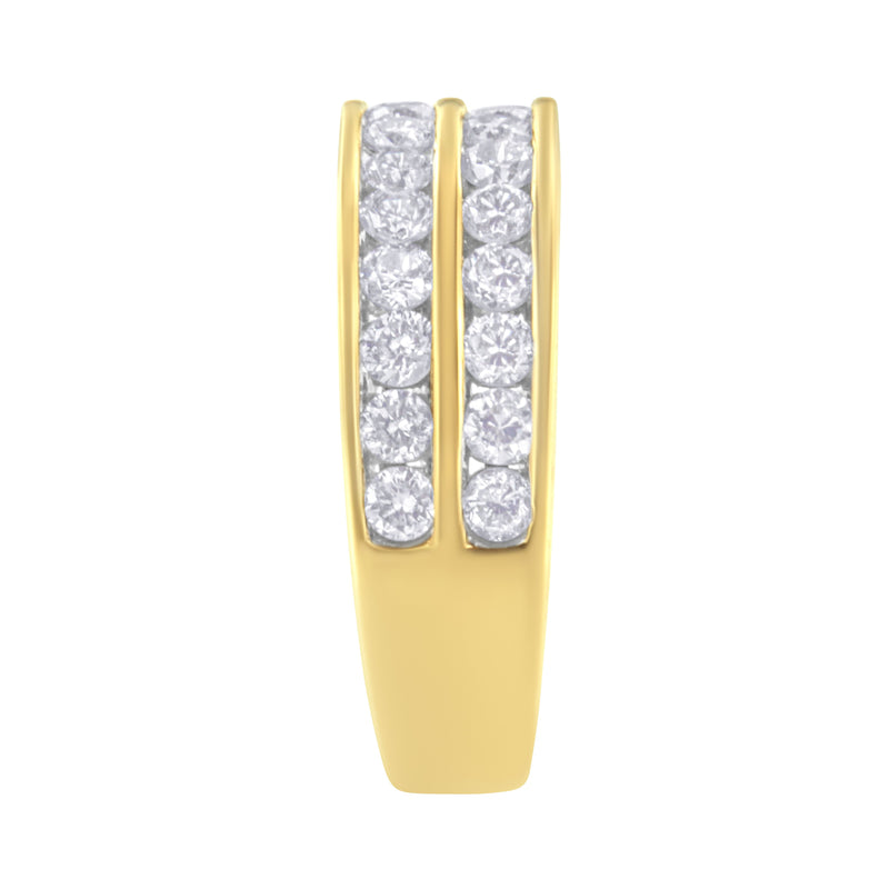 Bids.com 10K Yellow Gold Two-Row Diamond Band Ring (1 Cttw, J-K Color, I1-I2 Clarity) - Size 6 Rings