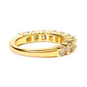 Bids.com 14K Yellow Gold Plated .925 Sterling Silver 2.0 Cttw Round Brilliant Cut Diamond 10 Stone Anniversary Band Ring (J-K Color, I1-I2 Clarity) - Size 7 Rings