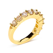 Bids.com 14K Yellow Gold Plated .925 Sterling Silver 2.0 Cttw Round Brilliant Cut Diamond 10 Stone Anniversary Band Ring (J-K Color, I1-I2 Clarity) - Size 7 Rings
