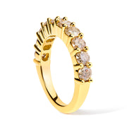 Bids.com 14K Yellow Gold Plated .925 Sterling Silver 2.0 Cttw Round Brilliant Cut Diamond 10 Stone Anniversary Band Ring (J-K Color, I1-I2 Clarity) - Size 6 Rings