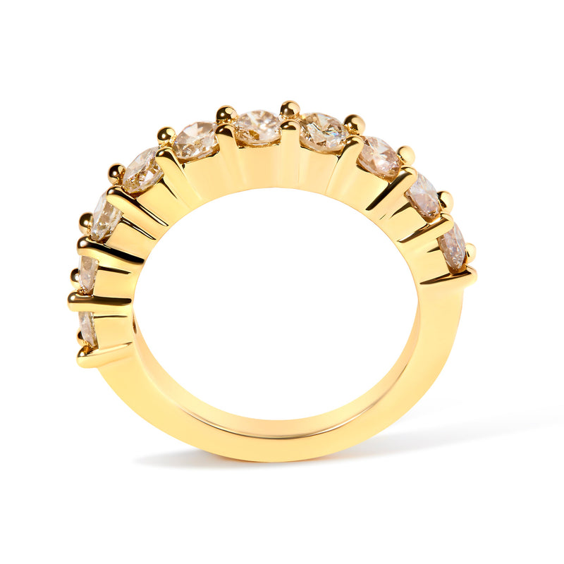Bids.com 14K Yellow Gold Plated .925 Sterling Silver 2.0 Cttw Round Brilliant Cut Diamond 10 Stone Anniversary Band Ring (J-K Color, I1-I2 Clarity) - Size 7 Rings