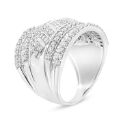 Bids.com .925 Sterling Silver 2.0 Cttw Diamond Edge Multi-Row Ring Band ( J-K Color, I3 Clarity) - Ring Size 7 Rings