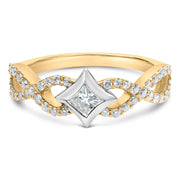Bids.com 10K Two Tone Color 5/8 Cttw Diamond Kite and Twist Shank Ring (H-I Color,SI2-I1 Clarity) Rings