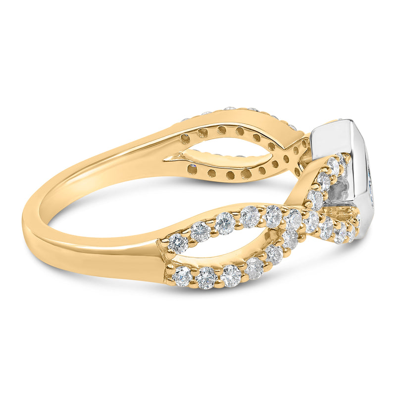 Bids.com 10K Two Tone Color 5/8 Cttw Diamond Kite and Twist Shank Ring (H-I Color,SI2-I1 Clarity) Rings