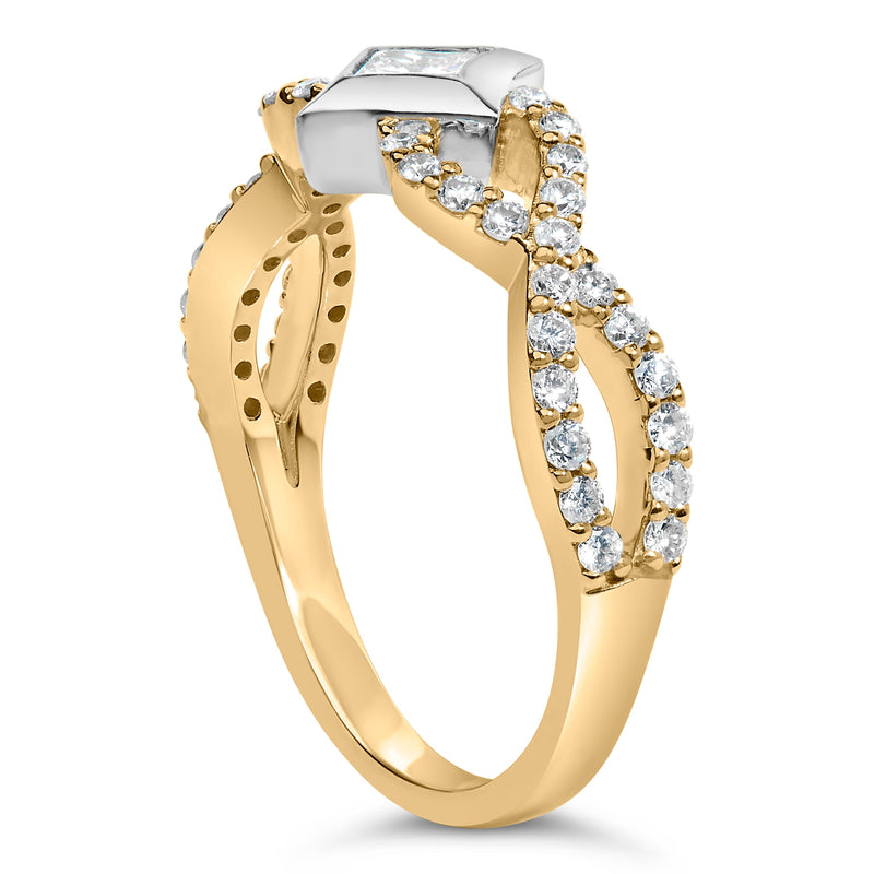 Bids.com 10K Two Tone Color 5/8 Cttw Diamond Kite and Twist Shank Ring (H-I Color,SI2-I1 Clarity) Rings