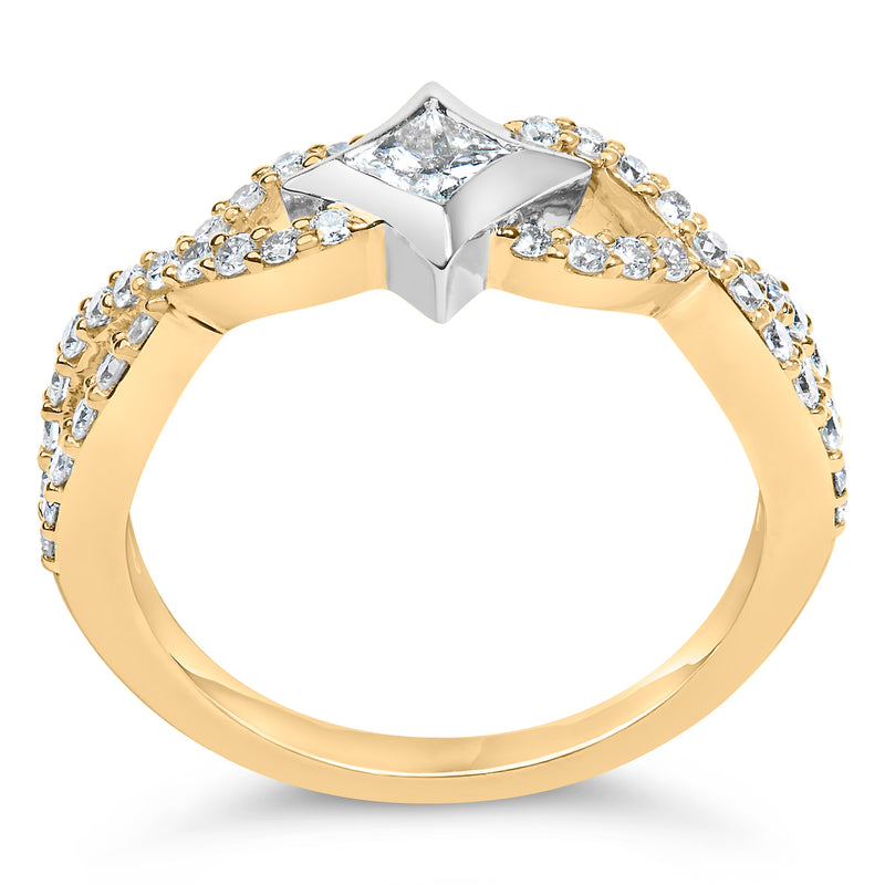 Bids.com 10K Two Tone Color 5/8 Cttw Diamond Kite and Twist Shank Ring (H-I Color,SI2-I1 Clarity) Rings