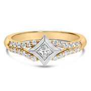 Bids.com 10K Two Tone Color 1/2 Cttw Diamond Kite and Split Shank Ring (H-I Color,SI2-I1 Clarity) Rings