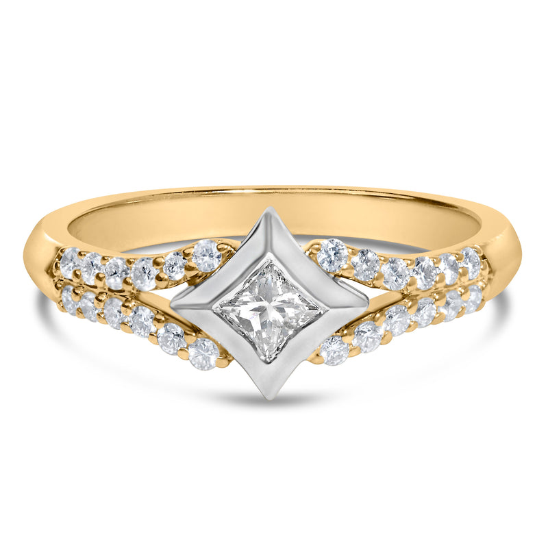 Bids.com 10K Two Tone Color 1/2 Cttw Diamond Kite and Split Shank Ring (H-I Color,SI2-I1 Clarity) Rings