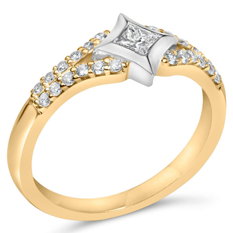 Bids.com 10K Two Tone Color 1/2 Cttw Diamond Kite and Split Shank Ring (H-I Color,SI2-I1 Clarity) Rings