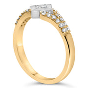 Bids.com 10K Two Tone Color 1/2 Cttw Diamond Kite and Split Shank Ring (H-I Color,SI2-I1 Clarity) Rings