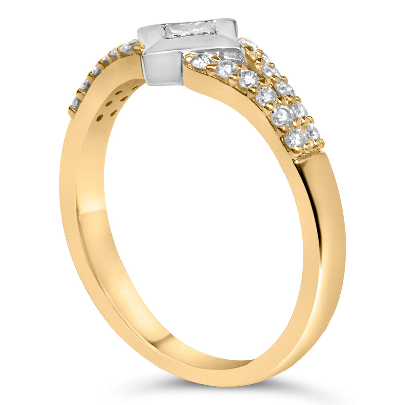 Bids.com 10K Two Tone Color 1/2 Cttw Diamond Kite and Split Shank Ring (H-I Color,SI2-I1 Clarity) Rings