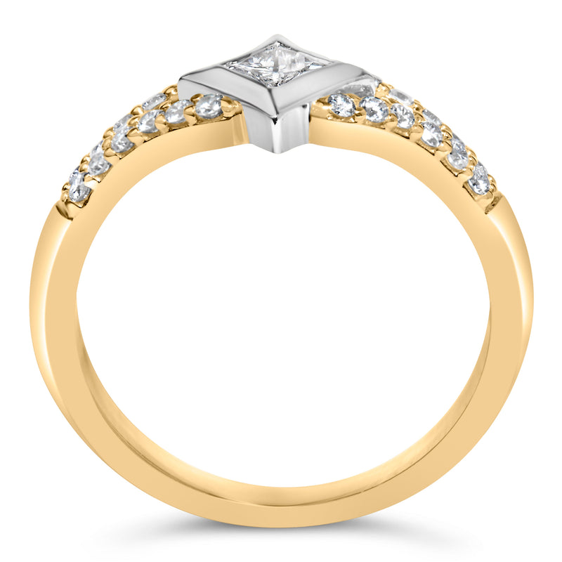 Bids.com 10K Two Tone Color 1/2 Cttw Diamond Kite and Split Shank Ring (H-I Color,SI2-I1 Clarity) Rings