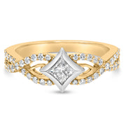Bids.com 10K Two Tone Color 2/3 Cttw Diamond Kite and Twist Shank Ring (H-I Color,SI2-I1 Clarity) Rings