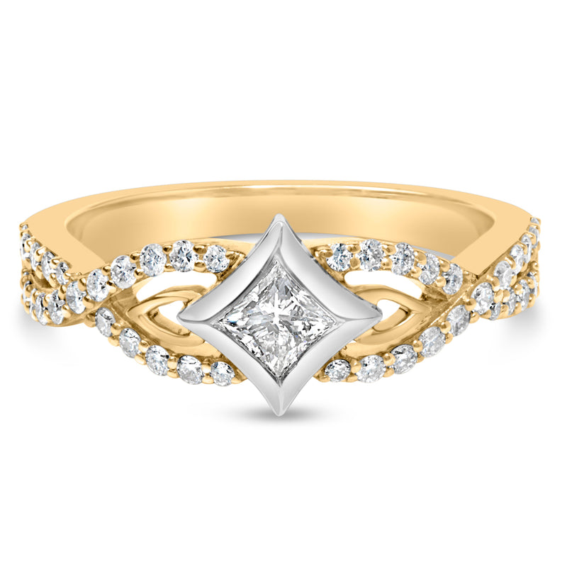 Bids.com 10K Two Tone Color 2/3 Cttw Diamond Kite and Twist Shank Ring (H-I Color,SI2-I1 Clarity) Rings