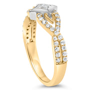Bids.com 10K Two Tone Color 2/3 Cttw Diamond Kite and Twist Shank Ring (H-I Color,SI2-I1 Clarity) Rings