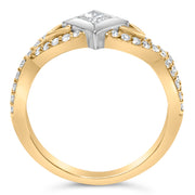 Bids.com 10K Two Tone Color 2/3 Cttw Diamond Kite and Twist Shank Ring (H-I Color,SI2-I1 Clarity) Rings