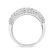 Bids.com .925 Sterling Silver 2.00 Cttw Round and Baguette-Cut Diamond Cluster Ring (H-I Color, I1-I2 Clarity) - Size 7 Rings