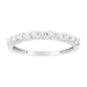 Bids.com IGI Certified 1/2 Cttw Diamond 10K White Gold Prong Set Fluted Band Style Ring (I-J Color, I2-I3 Clarity) - Size 7 Rings