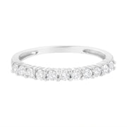Bids.com IGI Certified 1/2 Cttw Diamond 10K White Gold Prong Set Fluted Band Style Ring (I-J Color, I2-I3 Clarity) - Size 7 Rings