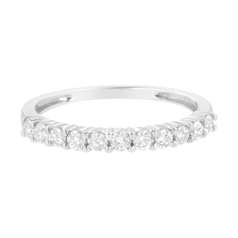 Bids.com IGI Certified 1/2 Cttw Diamond 10K White Gold Prong Set Fluted Band Style Ring (I-J Color, I2-I3 Clarity) - Size 7 Rings