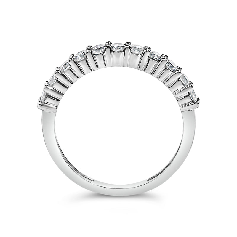 Bids.com IGI Certified 1/2 Cttw Diamond 10K White Gold Prong Set Fluted Band Style Ring (I-J Color, I2-I3 Clarity) - Size 7 Rings