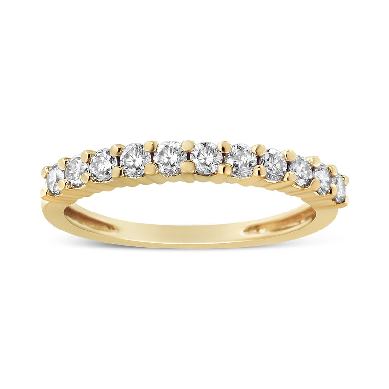 Bids.com IGI Certified 1/2 Cttw Diamond 10K Yellow Gold Prong Set Fluted Band Style Wedding Ring (J-K Color, I1-I2 Clarity) - Size 7 Rings