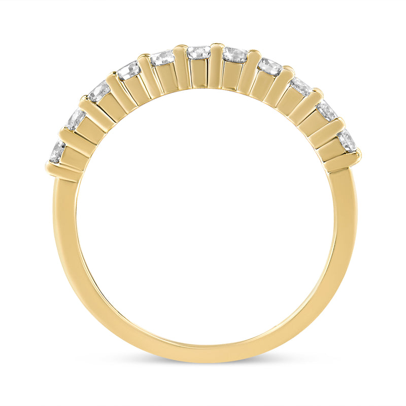 Bids.com IGI Certified 1/2 Cttw Diamond 10K Yellow Gold Prong Set Fluted Band Style Wedding Ring (J-K Color, I1-I2 Clarity) - Size 7 Rings