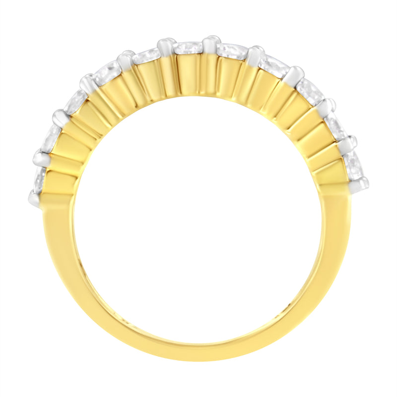 Bids.com IGI Certified 1.0 Cttw Diamond 10K Yellow Gold Prong Set Fluted Band Style Wedding Ring (J-K Color, I1-I2 Clarity) - Size 7 Rings