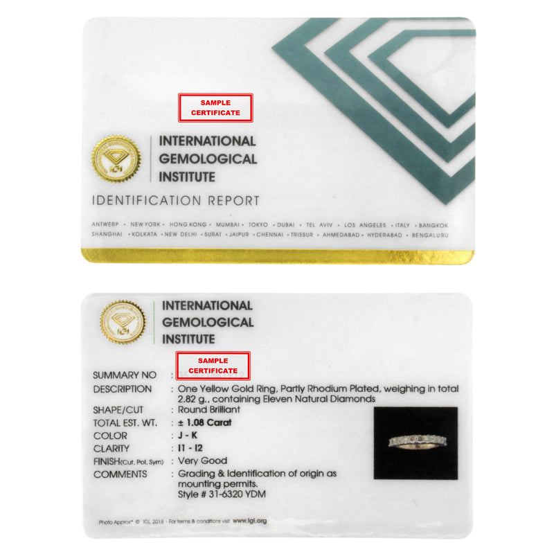 Bids.com IGI Certified 1.0 Cttw Diamond 10K Yellow Gold Prong Set Fluted Band Style Wedding Ring (J-K Color, I1-I2 Clarity) - Size 7 Rings