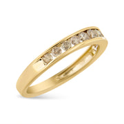 Bids.com 14K Yellow Gold Plated .925 Sterling Silver 1/2 Cttw Channel Set Round Champagne Diamond 11 Stone Band Ring (K-L Color, I1-I2 Clarity) - Size 7 Rings