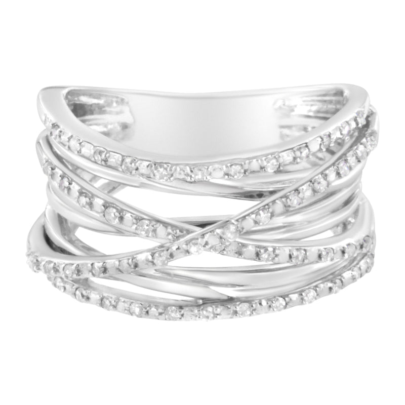 Bids.com .925 Sterling Silver 1/4 Cttw Prong Set Round-Cut Diamond Bypass Ring (I-J Color, I1-I2 Clarity) - Size 7 Rings Light Gray 7 / White.Sterling Silver,8 / White.Sterling Silver,6 / White.Sterling Silver,9 / White.Sterling Silver
