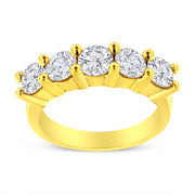 Bids.com 14K Yellow Gold Plated .925 Sterling Silver 2.0 Cttw Shared Prong Set Diamond 5 Stone Wedding Band Ring (J-K Color, I1-I2 Clarity) - Size 7 Rings