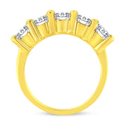 Bids.com 14K Yellow Gold Plated .925 Sterling Silver 2.0 Cttw Shared Prong Set Diamond 5 Stone Wedding Band Ring (J-K Color, I1-I2 Clarity) - Size 7 Rings