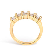 Bids.com 14K Yellow Gold Plated .925 Sterling Silver 1.0 Cttw Shared Prong-set Round Diamond 5 Stone Band Ring (J-K Color, I1-I2 Clarity) - Size 7 Rings