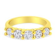 Bids.com 14K Yellow Gold Plated .925 Sterling Silver 1 1/2 Cttw Shared Prong Set Brilliant Round-Cut Diamond Anniversary or Wedding Band Ring (K-L Color, SI2-I1 Clarity) - Size 7 Rings