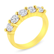 Bids.com 14K Yellow Gold Plated .925 Sterling Silver 1 1/2 Cttw Shared Prong Set Brilliant Round-Cut Diamond Anniversary or Wedding Band Ring (K-L Color, SI2-I1 Clarity) - Size 7 Rings