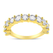 Bids.com 14K Yellow Gold Plated .925 Sterling Silver 2.00 Cttw Shared Prong Set Round-Diamond 11 Stone Band Ring (J-K Color, I1-I2 Clarity) - Size 7 Rings