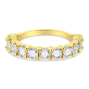Bids.com 14K Yellow Gold Plated .925 Sterling Silver 2.00 Cttw Shared Prong Set Round-Diamond 11 Stone Band Ring (J-K Color, I1-I2 Clarity) - Size 7 Rings