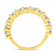 Bids.com 14K Yellow Gold Plated .925 Sterling Silver 2.00 Cttw Shared Prong Set Round-Diamond 11 Stone Band Ring (J-K Color, I1-I2 Clarity) - Size 7 Rings