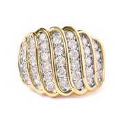 Bids.com 14K Yellow Gold Plated .925 Sterling Silver 2.00 Cttw Diamond Multi Row Band Ring (J-K Color, I1-I2 Clarity) - Ring Size 7 Rings