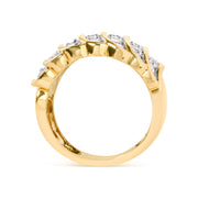 Bids.com 14K Yellow Gold Plated .925 Sterling Silver 2.00 Cttw Diamond Multi Row Band Ring (J-K Color, I1-I2 Clarity) - Ring Size 7 Rings