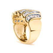 Bids.com 14K Yellow Gold Plated .925 Sterling Silver 2.00 Cttw Diamond Multi Row Band Ring (J-K Color, I1-I2 Clarity) - Ring Size 7 Rings