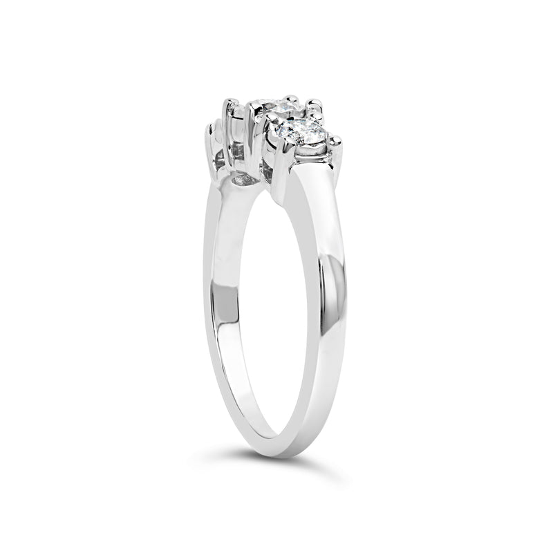 Bids.com 14K White Gold 1/2 Cttw Miracle Set Round Lab Grown Diamond Three Stone Illusion Plate Ring (F-G Color, VS1-VS2 Clarity) - Ring Size 7 Rings