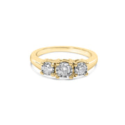 Bids.com 10K Yellow Gold 1/2 Cttw Miracle Set Round Diamond Three Stone Illusion Plate Ring (I-J Color, I2-I3 Clarity) - Size 7 Rings