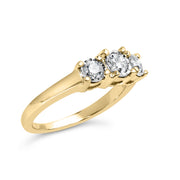Bids.com 10K Yellow Gold 1/2 Cttw Miracle Set Round Diamond Three Stone Illusion Plate Ring (I-J Color, I2-I3 Clarity) - Size 7 Rings