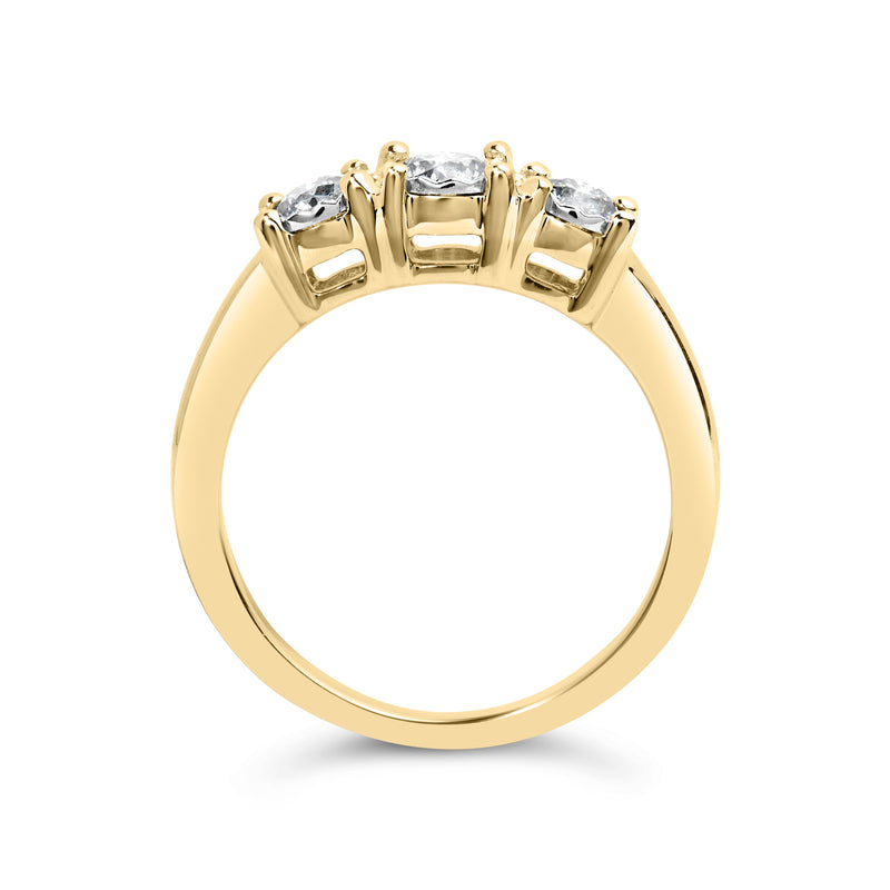 Bids.com 10K Yellow Gold 1/2 Cttw Miracle Set Round Diamond Three Stone Illusion Plate Ring (I-J Color, I2-I3 Clarity) - Size 7 Rings