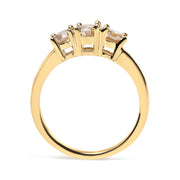 Bids.com 10K Yellow Gold 1.00 Cttw Champagne Diamond 3-Stone Band Ring (J-K Color, I1-I2 Clarity)  - Size 7 Rings
