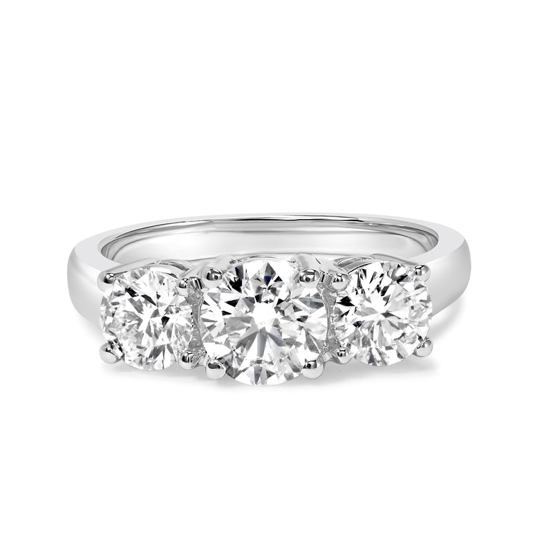 Bids.com 14K White Gold 2.00 Cttw Lab Grown Diamond 3 Stone Ring Band (F-G Color, VS1-VS2 Clarity) - Ring Size 7 Rings