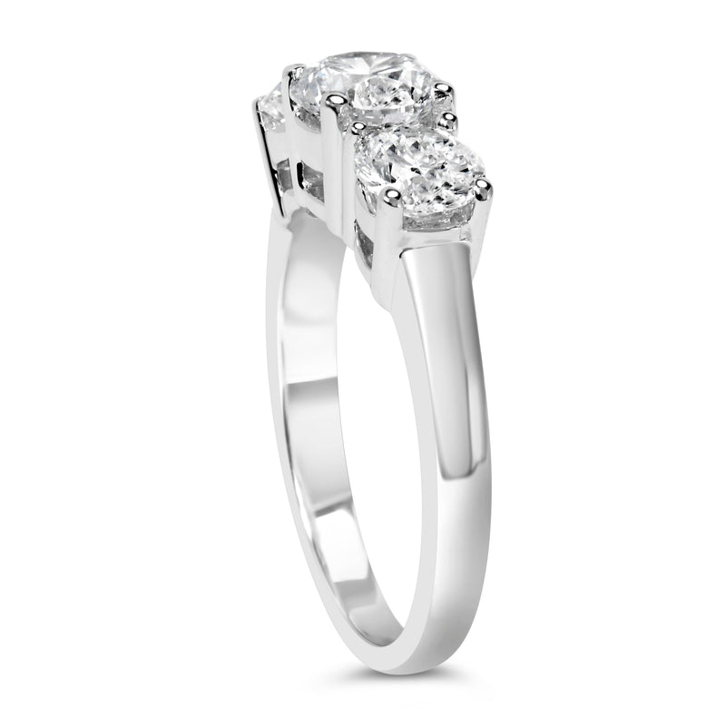 Bids.com 14K White Gold 2.00 Cttw Lab Grown Diamond 3 Stone Ring Band (F-G Color, VS1-VS2 Clarity) - Ring Size 7 Rings