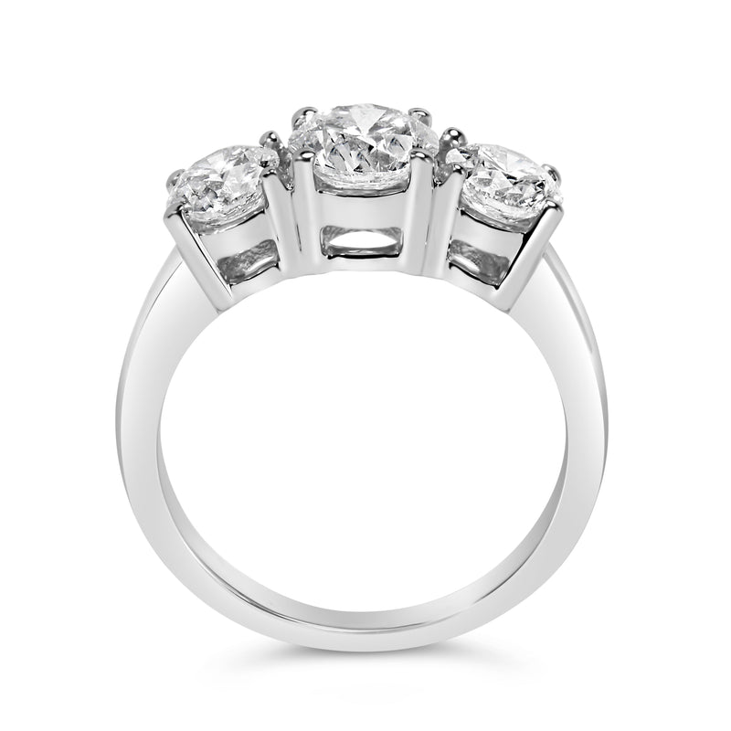 Bids.com 14K White Gold 2.00 Cttw Lab Grown Diamond 3 Stone Ring Band (F-G Color, VS1-VS2 Clarity) - Ring Size 7 Rings